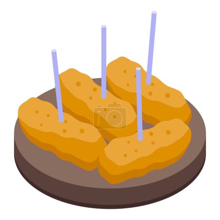 Téléchargez les illustrations : Fried food icon isometric vector. Cheese croquette. Snack dish - en licence libre de droit