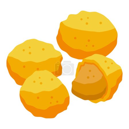 Téléchargez les illustrations : Chicken meat balls icon isometric vector. Cheese food. Fried cuisine - en licence libre de droit