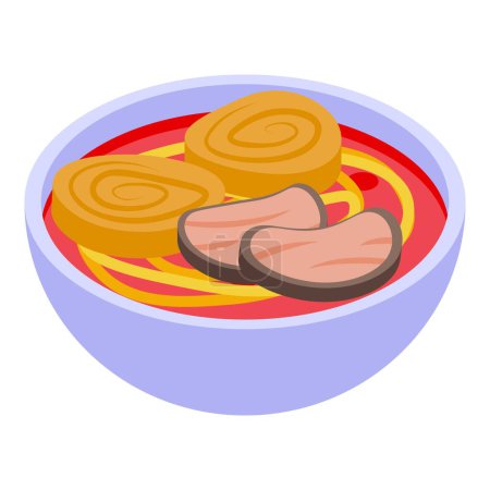 Ilustración de Red ramen soup icon isometric vector. Japanese food. Cuisine restaurant - Imagen libre de derechos
