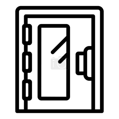 Door lock icon outline vector. Wooden door. Wall house