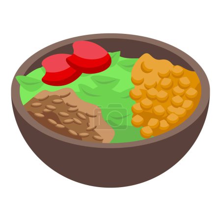 Téléchargez les illustrations : Haricots alimentaires ayurvédiques icône vecteur isométrique. Des médicaments. Cuisine dosha - en licence libre de droit