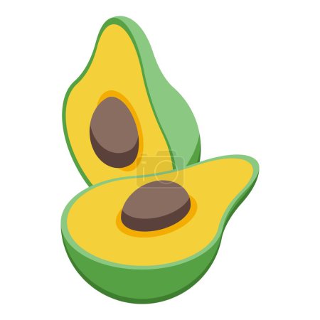 Avocadofrucht-Symbol isometrischer Vektor. Nahrungsmitteldiät. Salatessen