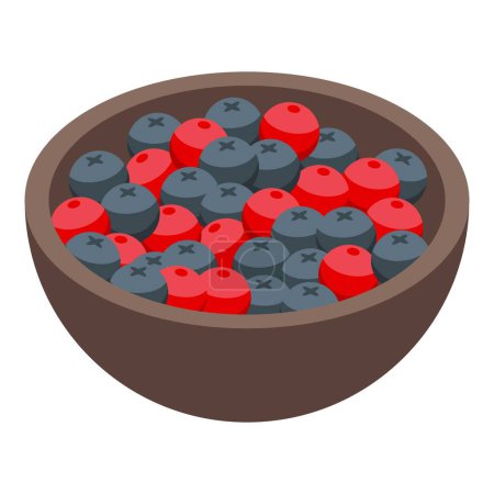 Téléchargez les illustrations : Berry icône de l'alimentation vecteur isométrique. De la nourriture ayurvédique. Salade de cuisine - en licence libre de droit