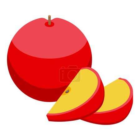 Téléchargez les illustrations : Icône de régime pomme vecteur isométrique. Style de vie alimentaire. Dosha coo roi - en licence libre de droit