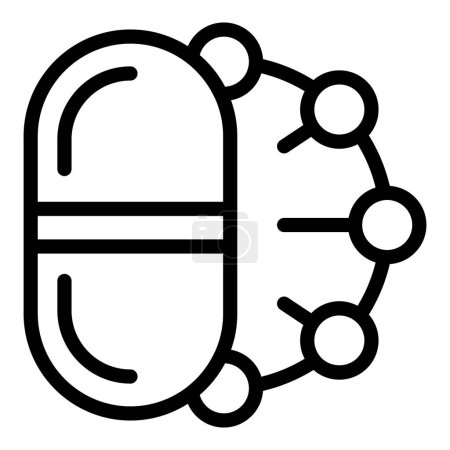 Illustration for Amino capsule icon outline vector. Molecular protein. Chain vitamin - Royalty Free Image