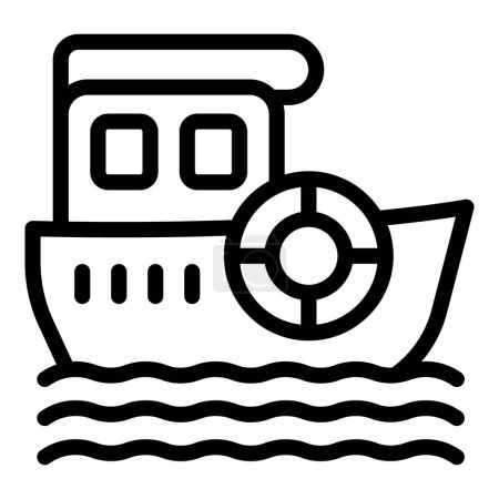 Illustration for Coast guard ship icon outline vector. Water transport. Sea boat - Royalty Free Image