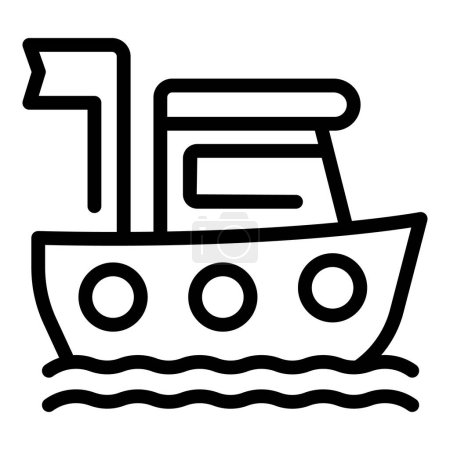 Illustration for Rescue ship icon outline vector. Guard transport. Sea coast - Royalty Free Image