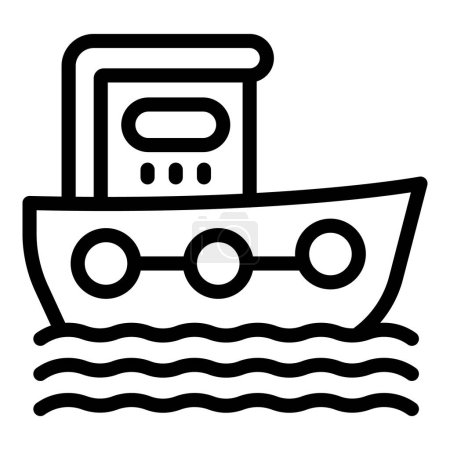 Illustration for Sea ship icon outline vector. Guard coast. Rescue boat - Royalty Free Image