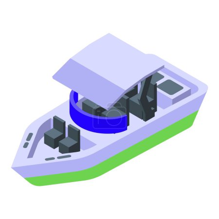 Illustration for Water skiing boat icon isometric vector. Summer fun. Holiday activity - Royalty Free Image