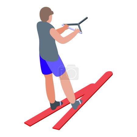 Wasserskifahrer-Ikone isometrischer Vektor. Volkssport. Spaß am Meer