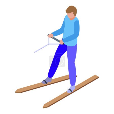 Illustration for Speed water skiing icon isometric vector. Ski leisure. Summer fun - Royalty Free Image