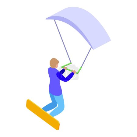 Ilustración de Kitesurfing action icon isometric vector. Wind surf. Active speed - Imagen libre de derechos