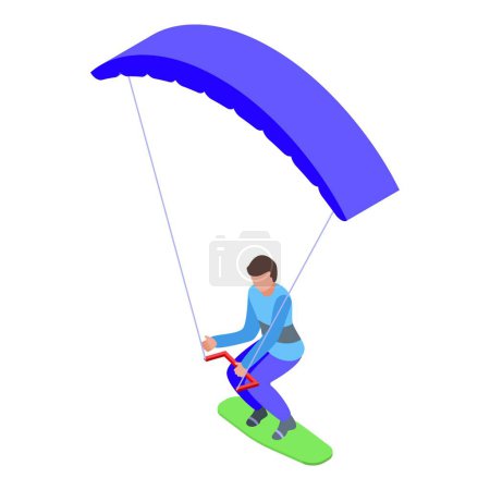 Ilustración de Active sport icon isometric vector. Speed kitesurfing. Wind surf - Imagen libre de derechos
