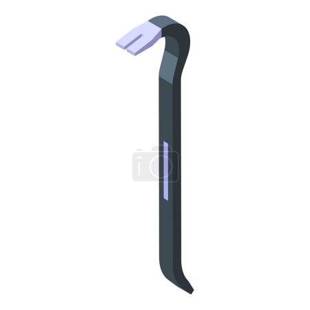 Illustration for Black crowbar icon isometric vector. Hand lever. Thief tool - Royalty Free Image