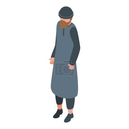 Illustration for Black clothes icon isometric vector. Arab fashion. Man character - Royalty Free Image