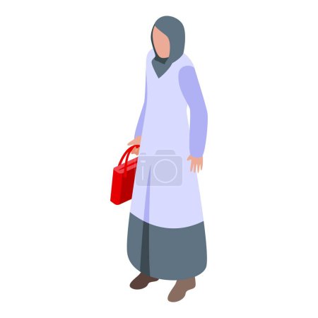 Illustration for Islam lady icon isometric vector. Arab fashion. Dress female - Royalty Free Image