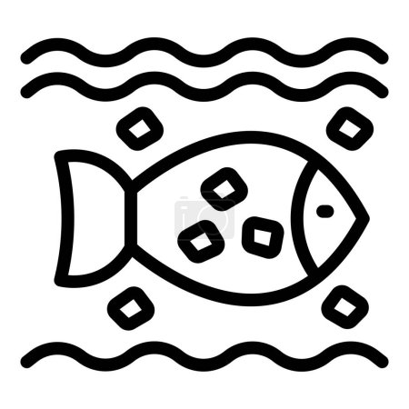 Ilustración de Río peces microplásticos contaminación icono contorno vector. Comida de agua Mar océano - Imagen libre de derechos