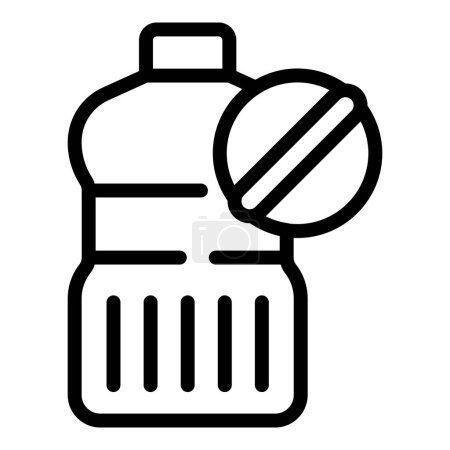 Ilustración de Botella microplásticos contaminación icono contorno vector. Comida molida. Océano plástico - Imagen libre de derechos