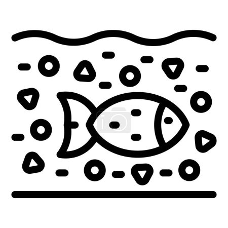 Ilustración de Peces microplásticos contaminación icono contorno vector. Comida de pescado. Océano plástico - Imagen libre de derechos