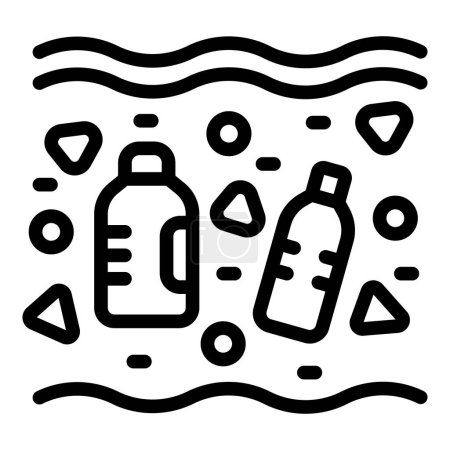 Ilustración de Microplásticos contaminación icono contorno vector. Océano de agua. Mar sucio - Imagen libre de derechos