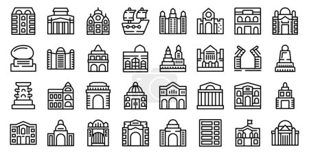 Illustration for Saint Petersburg icons set outline vector. City skyline. Travel construction - Royalty Free Image