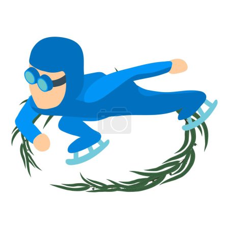 Icône patineur de vitesse vecteur isométrique. Skater homme en uniforme de sport courir sur la patinoire. Compétition, concept sportif
