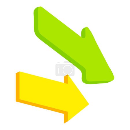 Ilustración de Icono de signo direccional vector isométrico. Dos flechas de colores indicando dirección. Concepto de elección - Imagen libre de derechos