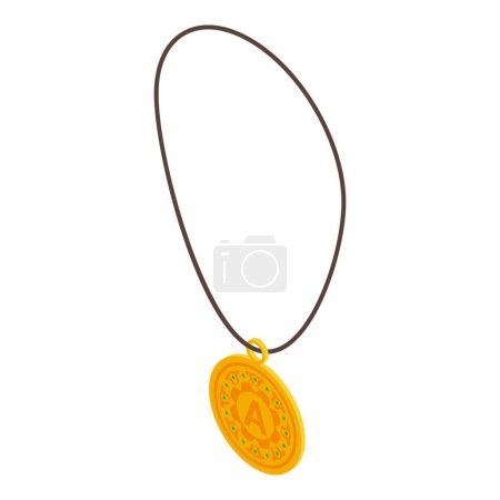 Illustration for Gold coin amulet icon isometric vector. Magic culture. Frame bead - Royalty Free Image
