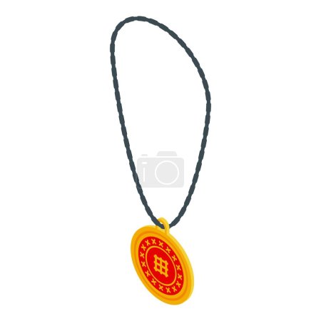 Illustration for Red china amulet icon isometric vector. Magic design. Hand stamp - Royalty Free Image