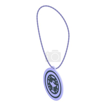 Illustration for Silver amulet icon isometric vector. Magic japan. Hand stamp - Royalty Free Image