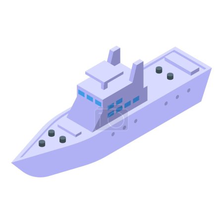 Illustration for Military ship icon isometric vector. Coast guard. Rescue air - Royalty Free Image