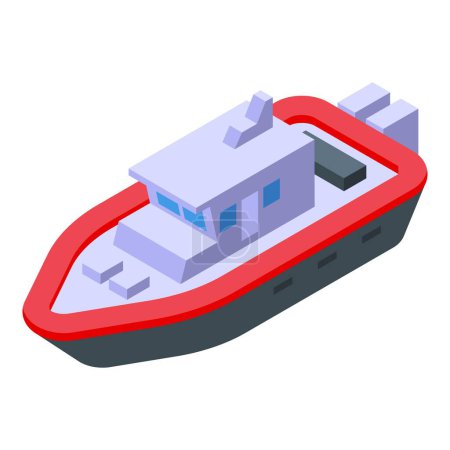 Illustration for Sea ship icon isometric vector. Coast boat. Rescue transport - Royalty Free Image