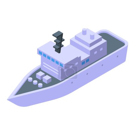 Illustration for Police ship icon isometric vector. Sea coast. Navy transport - Royalty Free Image