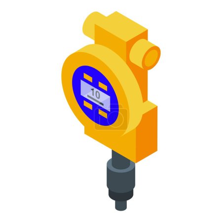 Ilustración de Detector de gas de tubería icono vector isométrico. Instrumento medidor. Supervisar fugas - Imagen libre de derechos