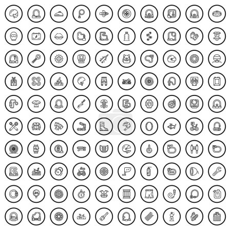Illustration for 100 bike icons set. Outline illustration of 100 bike icons vector set isolated on white background - Royalty Free Image