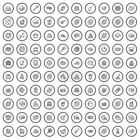 Illustration for 100 cheese icons set. Outline illustration of 100 cheese icons vector set isolated on white background - Royalty Free Image