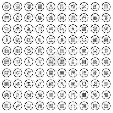 Illustration for 100 classroom icons set. Outline illustration of 100 classroom icons vector set isolated on white background - Royalty Free Image