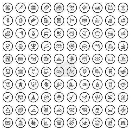 Téléchargez les illustrations : Ensemble de 100 icônes france. Illustration de l'ensemble vectoriel de 100 icônes france isolées sur fond blanc - en licence libre de droit