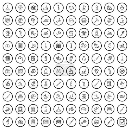 100 Hygiene-Symbole gesetzt. Umriss Illustration von 100 Hygiene-Symbole Vektor gesetzt isoliert auf weißem Hintergrund