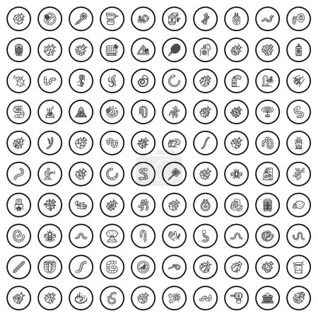 Illustration for 100 insect icons set. Outline illustration of 100 insect icons vector set isolated on white background - Royalty Free Image