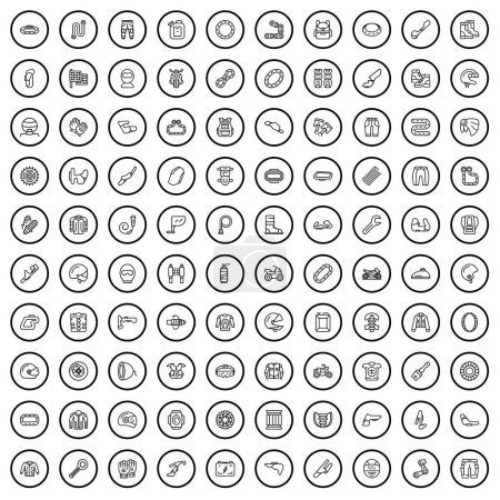 Ilustración de 100 iconos del automovilismo. Esquema ilustración de 100 iconos de automovilismo conjunto vectorial aislado sobre fondo blanco - Imagen libre de derechos