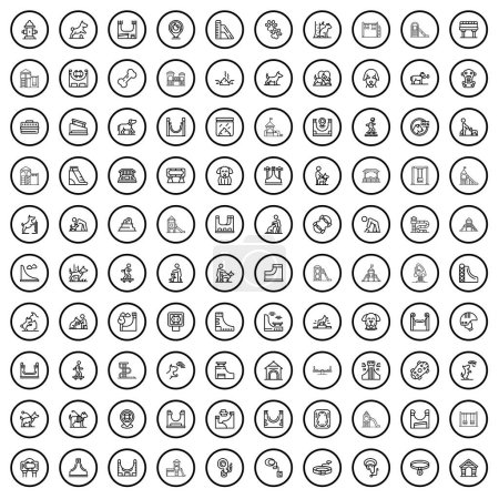 Illustration for 100 park icons set. Outline illustration of 100 park icons vector set isolated on white background - Royalty Free Image