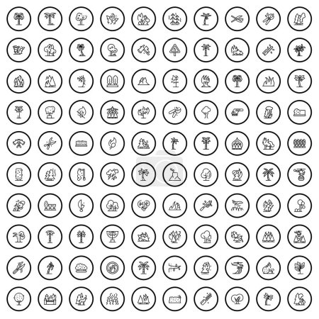 Illustration for 100 tree icons set. Outline illustration of 100 tree icons vector set isolated on white background - Royalty Free Image