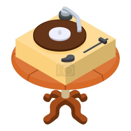 Illustration for Retro turntable icon isometric vector. Vintage music gramophone for vinyl record. Music concept, retro party - Royalty Free Image