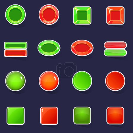 Illustration for Blank web buttons icons set stikers collection vector with shadow on purple background - Royalty Free Image