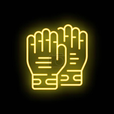 Illustration for Biker gloves icon outline vector. Men clothes. Fashion leather neon color isolated on black - Royalty Free Image
