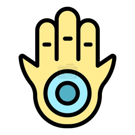 Ilustración de Icono de mano espiritual. Esquema Icono vectorial de mano espiritual para diseño web aislado sobre fondo blanco color plano - Imagen libre de derechos