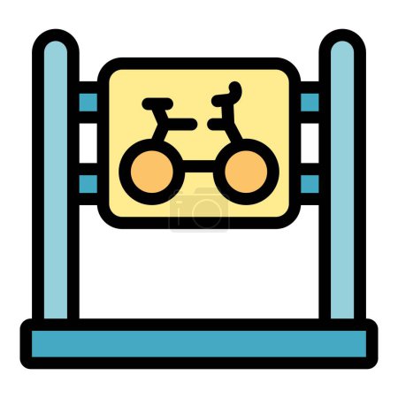 Ilustración de Bicicleta icono de estacionamiento. Esquema bicicleta estacionamiento vector icono para el diseño web aislado en color de fondo blanco plana - Imagen libre de derechos