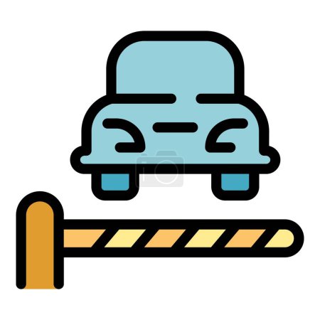 Ilustración de Estacionamiento icono de coche barrera. Esquema de estacionamiento barrera coche vector icono para el diseño web aislado en el color de fondo blanco plana - Imagen libre de derechos