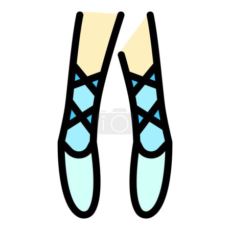 Ilustración de Pie de ballet zapatillas icono. Esquema de pie zapatos de ballet icono de vectores para el diseño web aislado en color de fondo blanco plano - Imagen libre de derechos